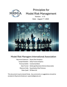 Principles for Model Risk Management